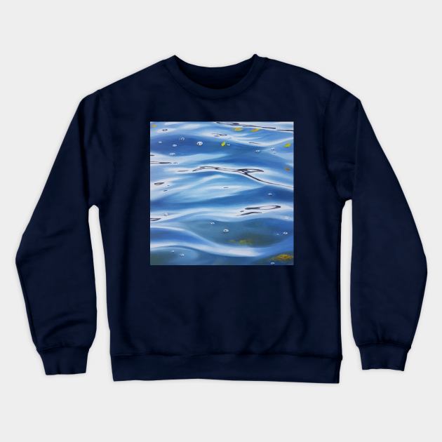 Distribution - lake water painting with leaves Crewneck Sweatshirt by EmilyBickell